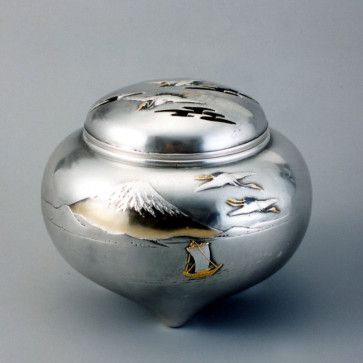 sk53-19, 富士山水香炉　銀香炉 