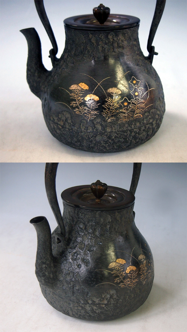 【泉美】F85　龍文堂　銅製　月模様象嵌　矢立　書道具　 tb15　龍文堂写 秋草文金銀象嵌鉄瓶 本体に金銀象嵌入 約1.0L日本製・証明書付き海外対応可