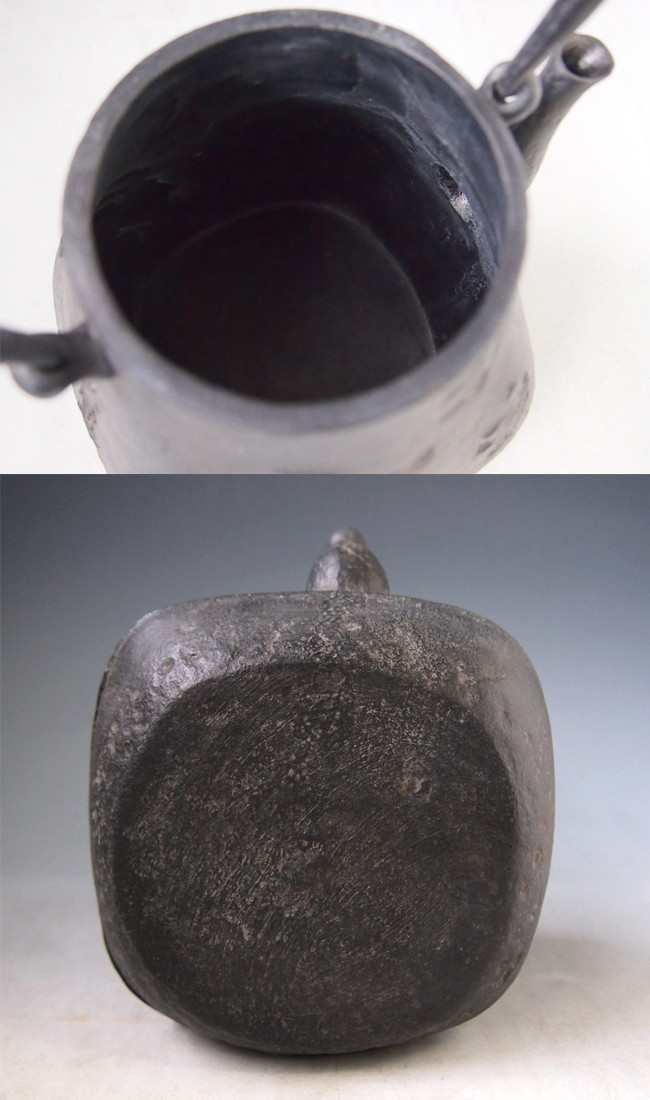 tb211 大国写 四方松鶴文鉄瓶 鉄壺 約0.9L【日本製・証明書付き