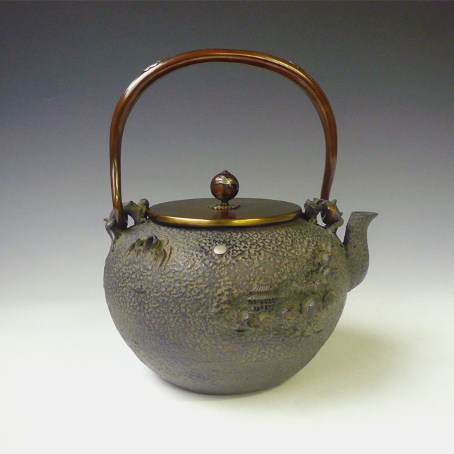 古銅 波に千鳥 宣徳 瓶掛 [B31500] 古銅 波に千鳥 宣徳 瓶掛 B31500 古銅 波に千鳥 宣徳 瓶