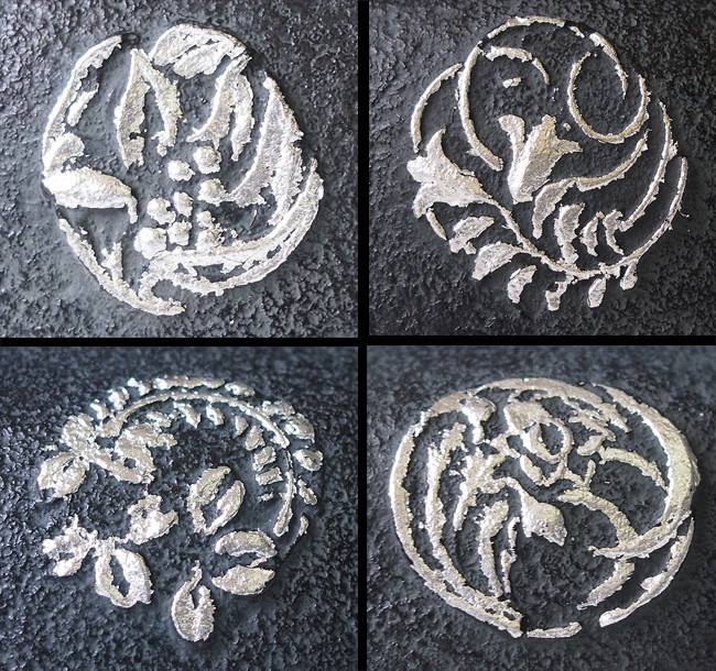 tb97 平丸菊地紋鉄瓶 10号 地紋に本金箔・本銀箔 菊地政光作 桐