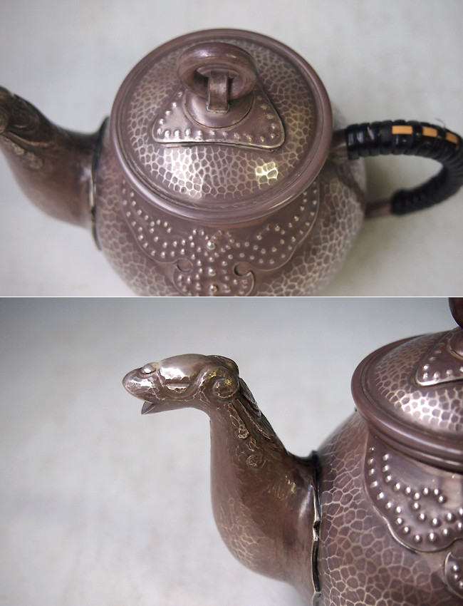 銀瓶　純銀 uk119 純銀製 獣口急須 古び仕上げ 純銀保証 銀瓶 約0.2L 【日本製