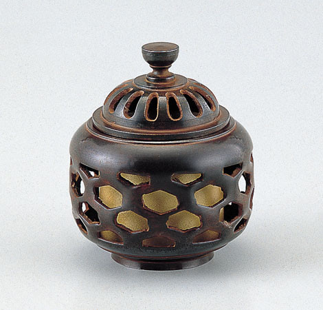 時代物 手提げ香炉 古銅製 瓢箪透かし 大型香炉 出来抜群 気軽く