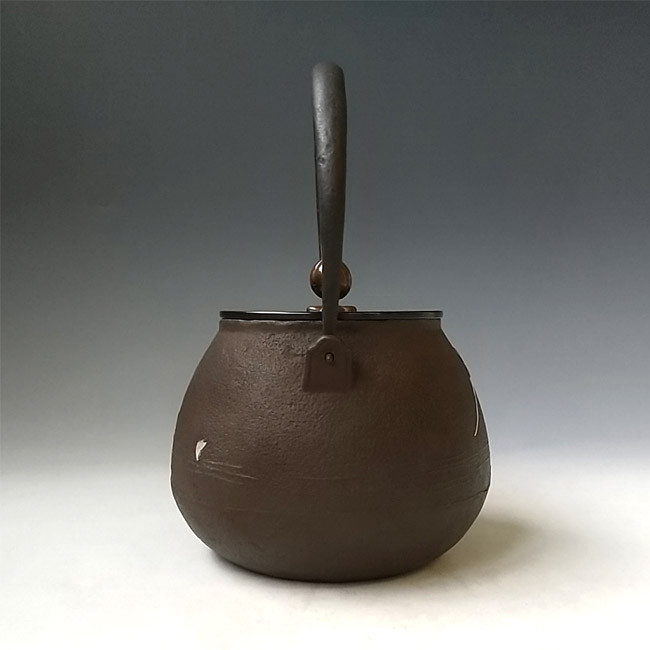 hn2980, 金龍堂写 富士象嵌長閑形鉄瓶 般若勘渓作 約1.2L