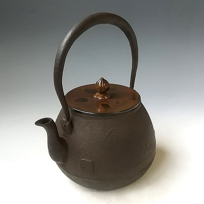 hn2980, 金龍堂写 富士象嵌長閑形鉄瓶 般若勘渓作 約1.2L