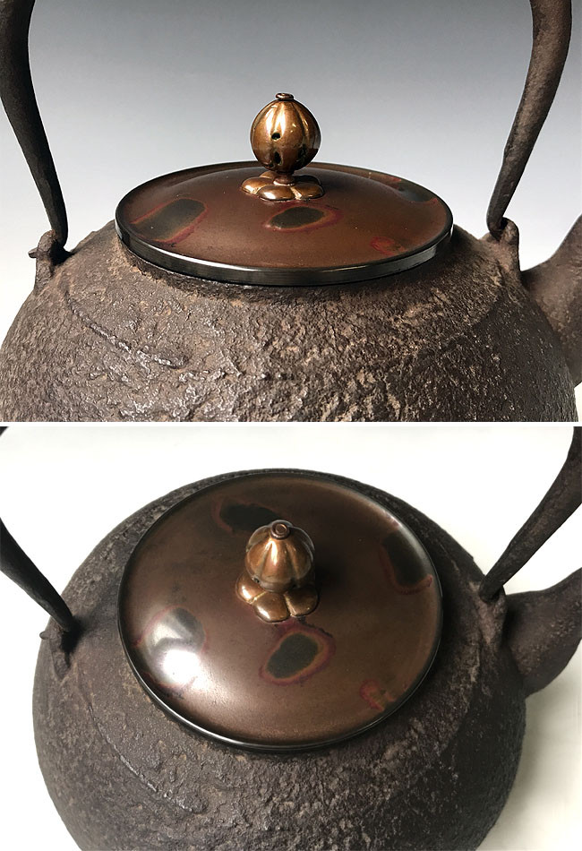 hn901 般若勘渓作 松虫文鉄瓶 鐵壺 約1.7L【日本製・証明書付き