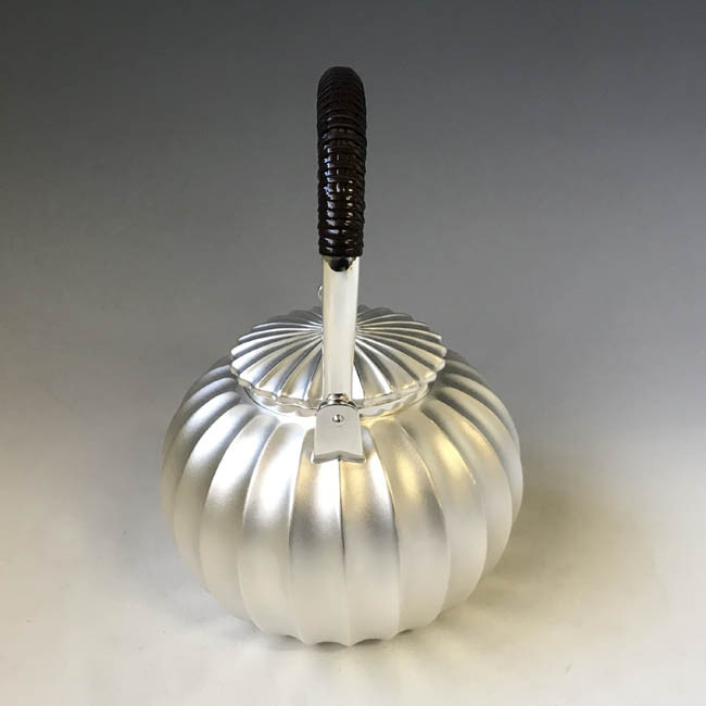 obg-n034, 大淵光則 純銀 湯沸 立筋 4.5寸 純銀 銀瓶【日本製・証明書