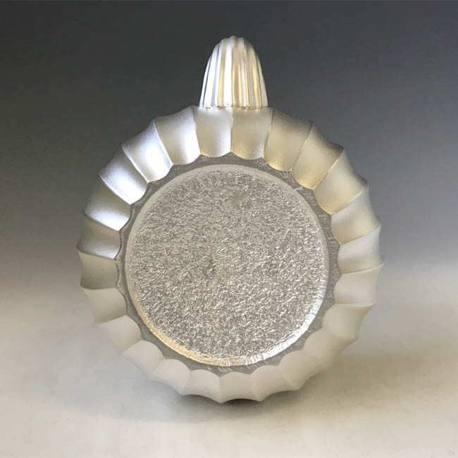 obg-n034, 大淵光則 純銀 湯沸 立筋 4.5寸 純銀 銀瓶【日本製・証明書