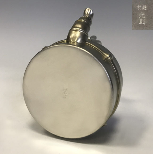 obg-n519, 大淵光則 純銀 急須 竹 金古美 2.7寸 シルバーティーポット obg-n519, 大淵光則 純銀 急須 竹 金古美 2.7寸 シルバーティーポット