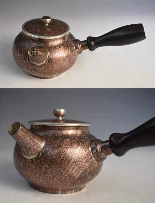 古銅銀象嵌　碇桜文　長顎瓶　横須賀泉商会款　重さ約6kg　H　R7179B 楽天市場】新光金属 新光堂作 鎚目急須(横手) 純銅 赤銅/青被/紫