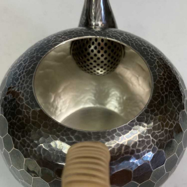 ukta1, 松栄堂 石高和弘作 純銀急須 丸型 石目 約0.3L 純銀保証【日本