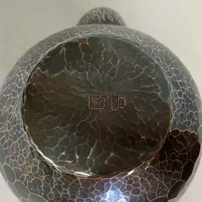 ukta1, 松栄堂 石高和弘作 純銀急須 丸型 石目 約0.3L 純銀保証【日本