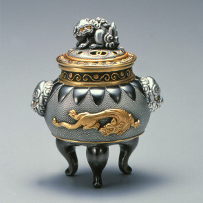 sk38-01,  獅子龍香炉　銀香炉