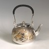 obg-n523, 大淵光則 純銀 湯沸 四君子 R型 肉出し 4.5寸 純銀 銀瓶【日本製・証明書付き】 