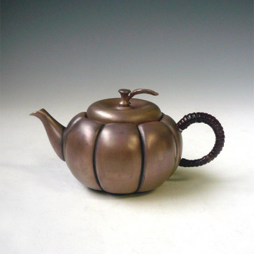 No.obg-n008, silver teapot, mandarin orange shape, about 0.1L,  Mitsunori Oobuchi, pure silver teapot