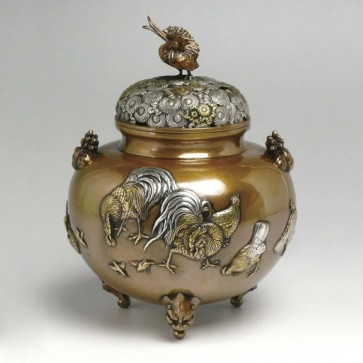 No.dk2y, rooster incense burner, sculptured by Tsusetsu 