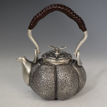 obg-n148, silver teapot, a citrus fruit shape, about 0.2L, Mitsunori Oobuchi, pure silver teapot