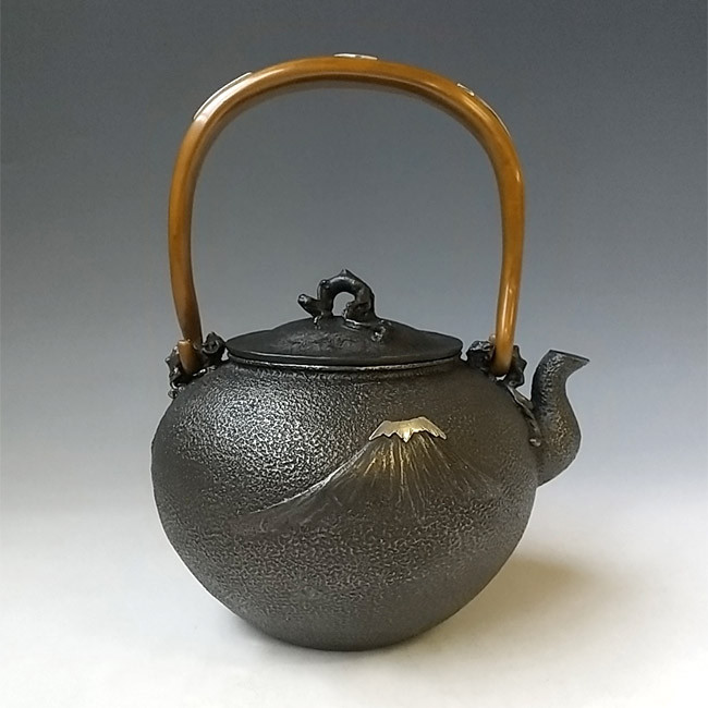 No Hn2746sa Beautiful Mount Fuji Pattern Iron Sand Kettle Made By Kankei Hannya Approximately 1 5l Iron Sand Kettle