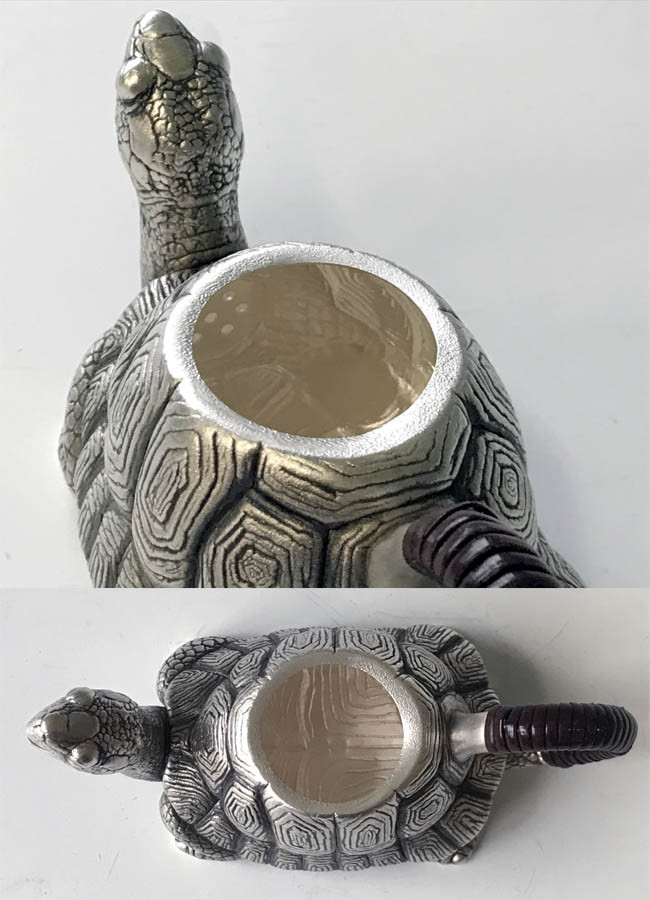 eshikoto 鮎　③ No.obg-n503, silver teapot, turtle shape, Mitsunori Oobuchi