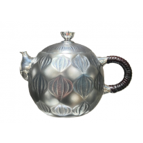 No.obg-n726, silver teapot, Japanese lattern pattern, about 0.2L,  Mitsunori Oobuchi, pure silver teapot