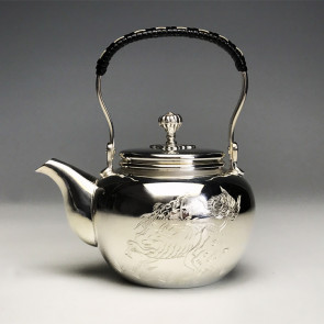 No.tk100, Silver teapot, Chinese unicorn pattern with top handle, about 0.2L,silver teakettle