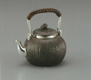No.obg-n012, silver teapot, coconut shape and surface. top handle and classic color, about 0.2L, Mitsunori Oobuchi, pure silver teapot