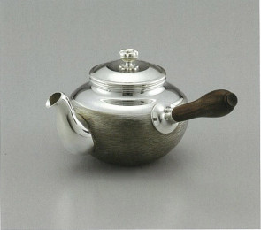 No.obg-n015,silver teapot with Tatami pattern approximately 0.2L, Mitsunori Oobuchi, pure silver teapot