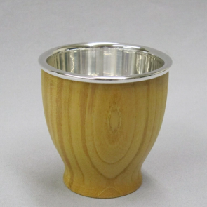 No.tyawan, Tea cup, pure silver lining with Zelkova surface, 4 pieces a set, silver tea cup