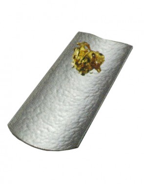 No.obg-n080, silver tea scoop, two goldfish, beaten pattern surface, Mitsunori Oobuchi, tea accessories