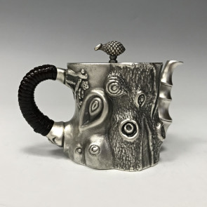 No.obg-n011, silver teapot with pine, bamboo and plum pattern, approximately 0.1L, silver teapot, Mitsunori Oobuchi