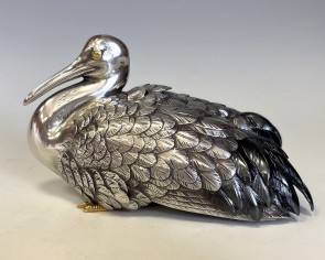 sk53-20L, silver incense burner, crane shape
