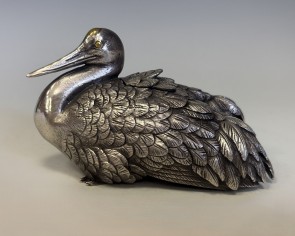 sk53-20-s， silver incense burner, crane design (small)