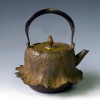 No.tb52, Ryusendo iron kettle(teakettle), design is lotus shape with silver knob attachment, nearly 0.8L