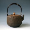 No.tb94, Ryusendo iron kettle(teakettle) , design is mount Fuji scenery  with silver knob attachment, Made in Japan, nearly 1.4L