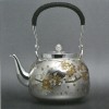 No.obg-n134, silver teakettle, Mount Fuji and Sakura pattern, about 1.1L, Mitsunori Oobuchi, pure silver Japanese tea kettle, tea ceremony