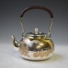 No.obg-n144, silver tea kettle, cherry blossom and Mount Fuji pattern, regular type, about 0.8L, Mitsunori Oobuchi, pure silver Japanese tea kettle, tea ceremony