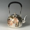 No.obg-n525, silver tea kettle with Mount Fuji and cherry blossom pattern, Mitsunori Oobuchi, pure silver tea kettle