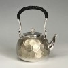 No.obg-n521, silver teapot of peacock pattern, about 0.4L, Mitsunori Oobuchi, pure silver teapot