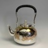No.obg-n539, silver tea kettle with Mount Fuji and cherry blossom pattern, Mitsunori Oobuchi,  pure silver Japanese tea kettle