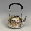 No.obg-n703, silver teapot with Fuji mount and cherry blossom engrave, nearly 0.4L, Mitsunori Oobuchi, pure silver teapot