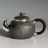 No.obg-n713, silver teapot,Tatami pattern, about 0.2L, Mitsunori Oobuchi, pure silver teapot