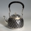 No.obg-n715, silver teapot, diamond pattern, about 0.4L, Mitsunori Oobuchi, pure silver teapot