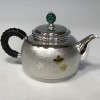 No.ogk-06793, Silver teapot,  body engraves cherry blossom with gold plate, nearly 0.2L