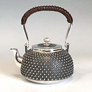 obg-n119, 大渊光则 纯银泡茶壶 雪珠纹 约0.2L 纯银 银壶