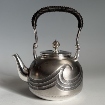 obg-n714, 大渊光则 波浪纹 纯银泡茶壶 约0.4L,纯银银壶 