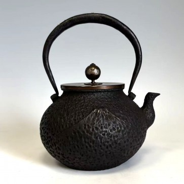 tb252, 富士浜松风景 银镶嵌 0.7L  铁壶 