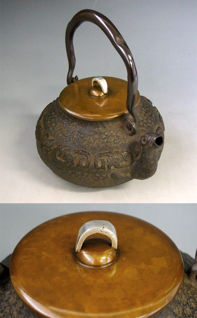 漢代　壺 hn2996sa, 金龍堂模本荷葉鐵壺般若勘溪作約0.7L 砂鐵鐵壺