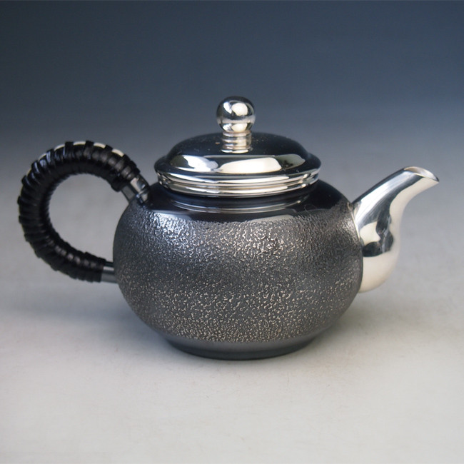uk3s 纯银银壶岩石面约0.1L, 泡茶银壶