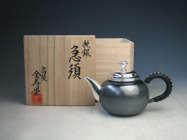 uk8s, 纯银银壶岩面纹（大） 约0.2L, 泡茶银壶