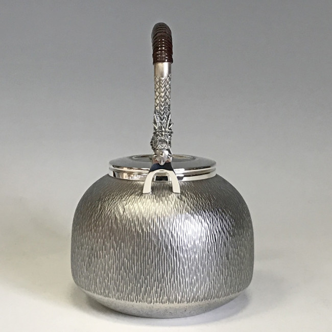 obg-n137, 大渊光则席纹龙提手纯银烧水壶约1.4L 纯银银壶